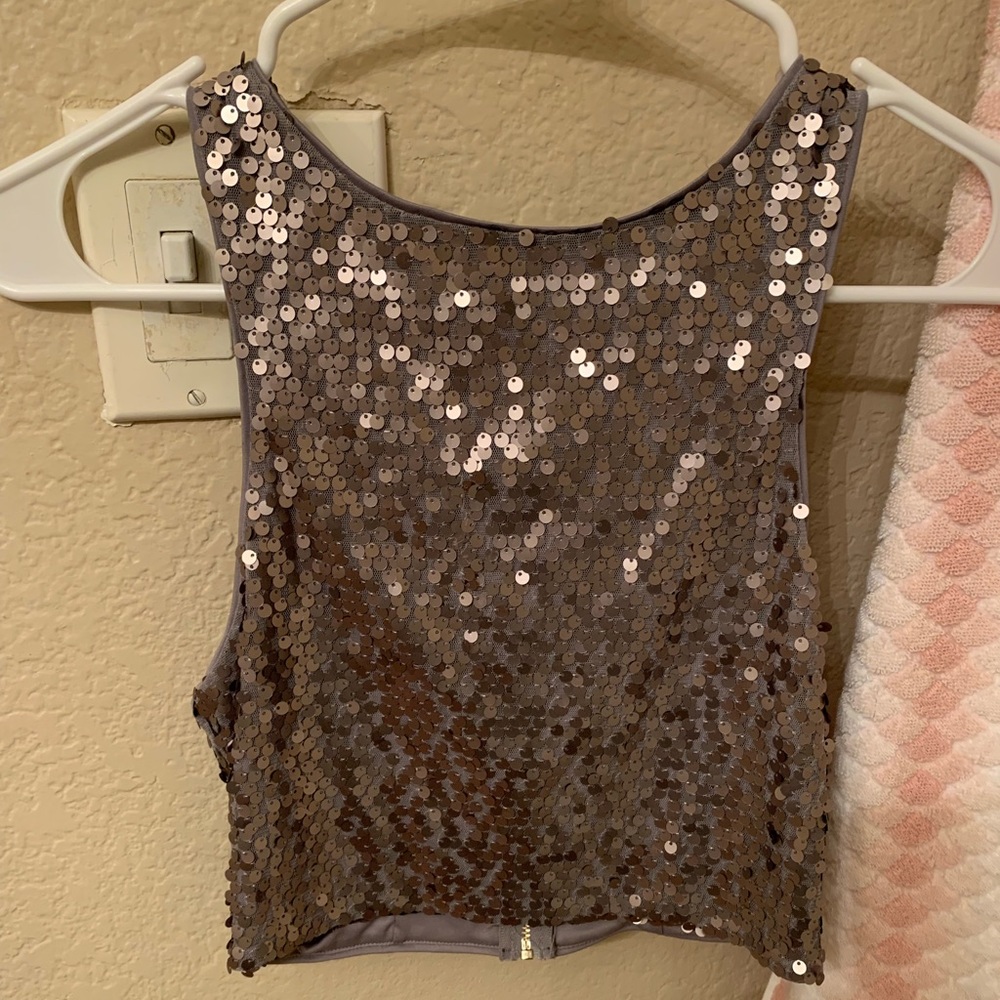 Silver sequin crop top